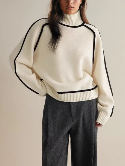 Chloe | Women’s Winter Color Block Turtleneck Sweater