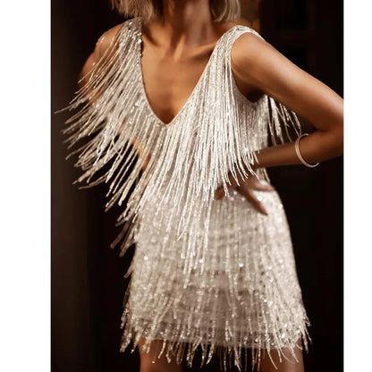 Lisa | Women’s Cocktail Dress with Fringe Feathers