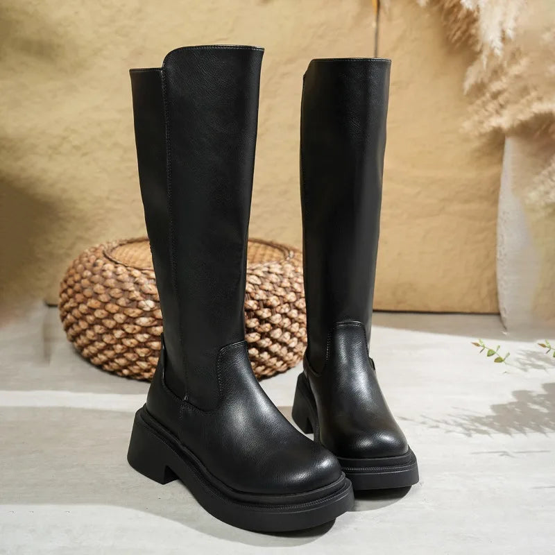 Isabella | Women’s Leather Knee-High Boots with Heels