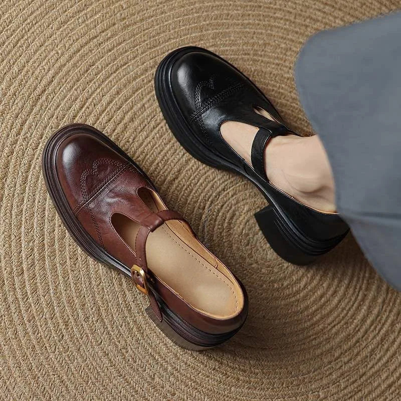 Georgia | Classic Women’s Leather T-Strap Shoes