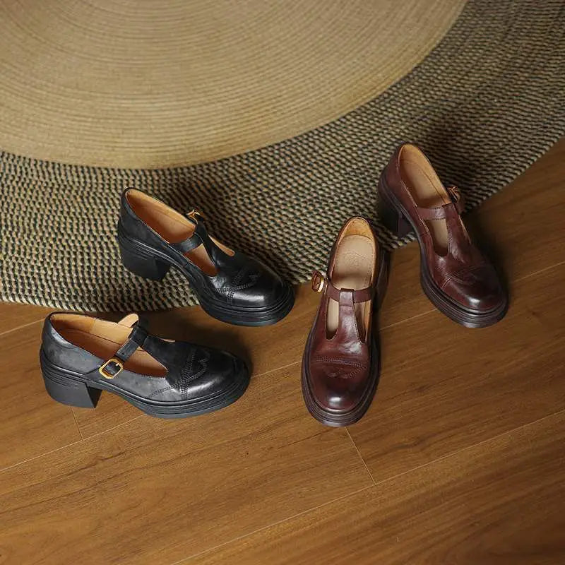 Georgia | Classic Women’s Leather T-Strap Shoes