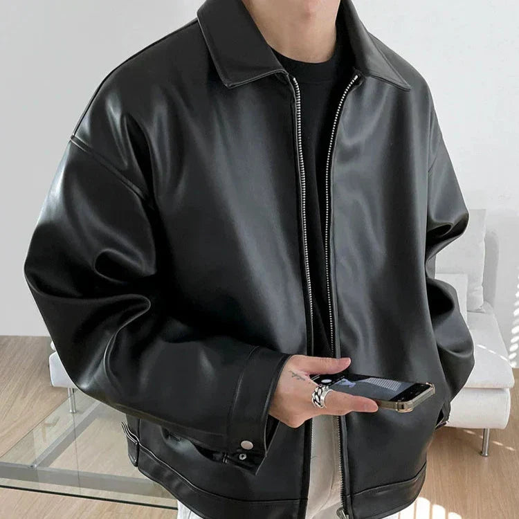 James | Men’s Oversized Leather Bomber Jacket