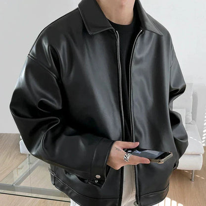 James | Men’s Oversized Leather Bomber Jacket