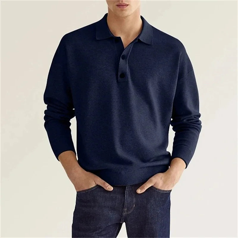 Gregory | Men’s Long Sleeve Casual Knit Polo Shirt