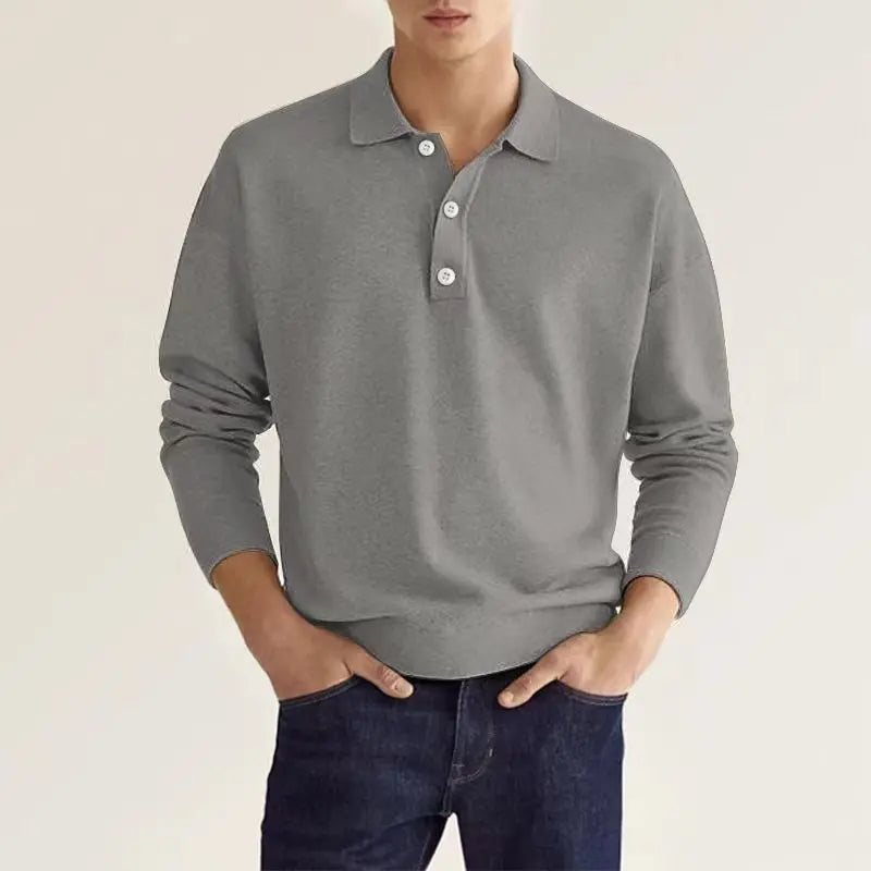 Gregory | Men’s Long Sleeve Casual Knit Polo Shirt