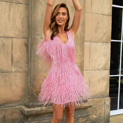 Lisa | Women’s Cocktail Dress with Fringe Feathers