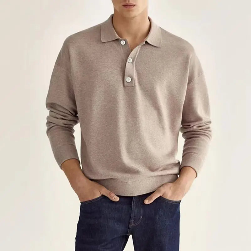 Gregory | Men’s Long Sleeve Casual Knit Polo Shirt