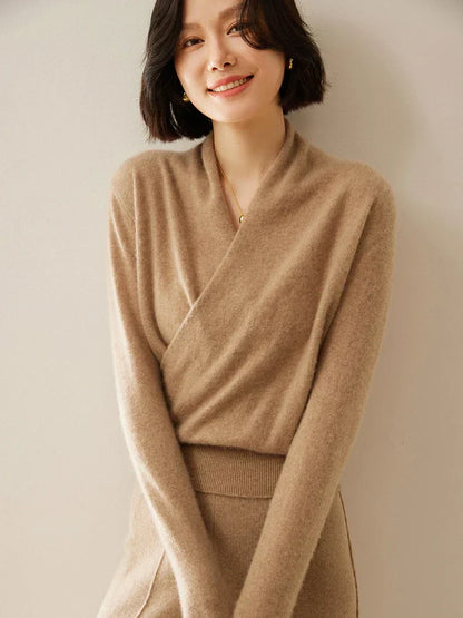 Chloe | Women’s Elegant Wrap Crossover Chic Sweater
