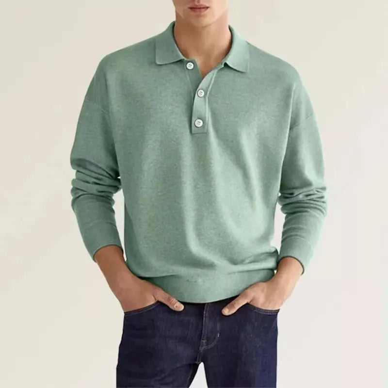 Gregory | Men’s Long Sleeve Casual Knit Polo Shirt