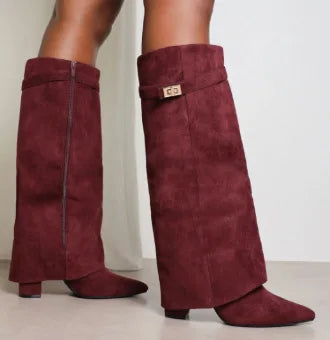 Annette | Women’s Leather Thigh-High Boots with Buckle