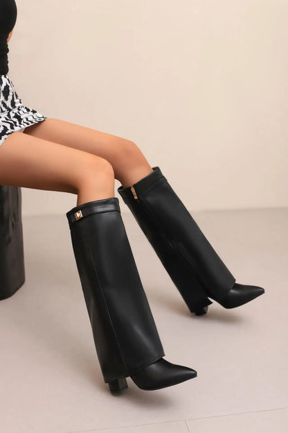 Annette | Women’s Leather Thigh-High Boots with Buckle