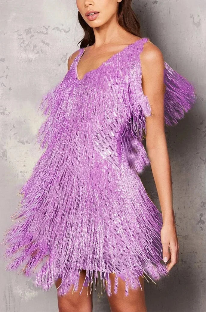 Lisa | Women’s Cocktail Dress with Fringe Feathers