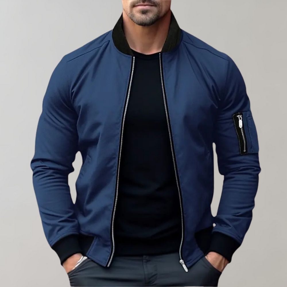 Gary | Slim Fit Zip Up Bomber Jacket