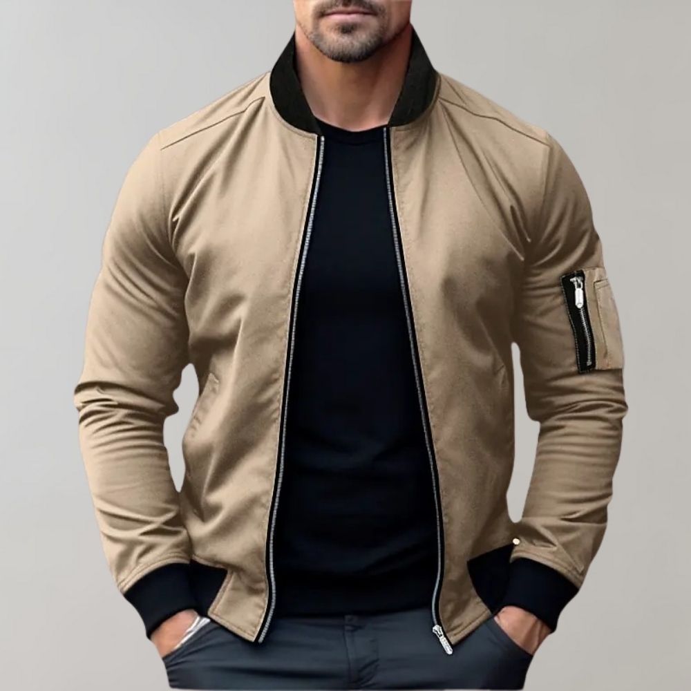Gary | Slim Fit Zip Up Bomber Jacket