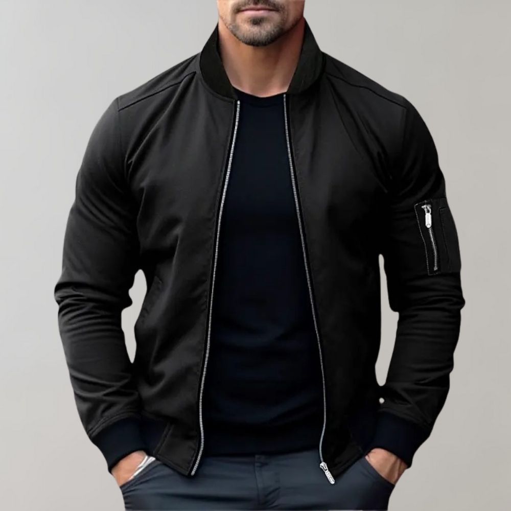 Gary | Slim Fit Zip Up Bomber Jacket