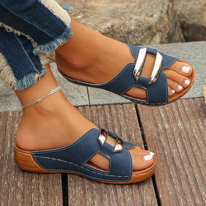 Deanna Buckle Slide Sandals