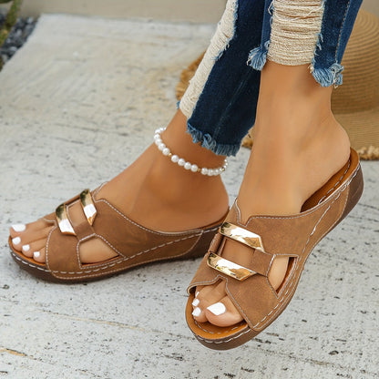 Deanna Buckle Slide Sandals