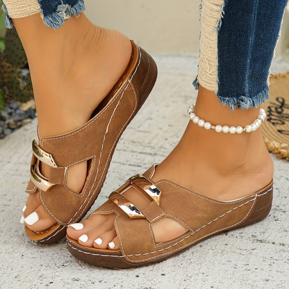 Deanna Buckle Slide Sandals