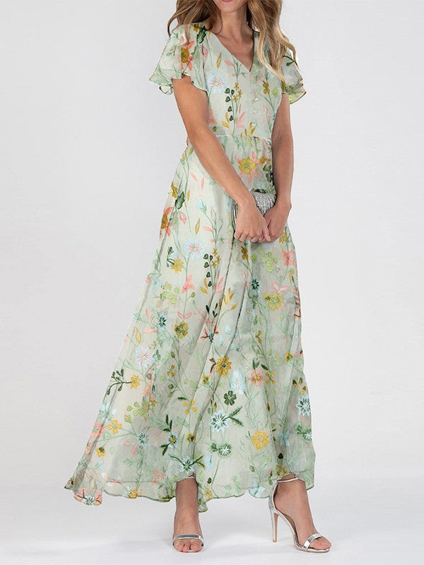 Chloe | Women’s Summer Floral V Neck Maxi Dress