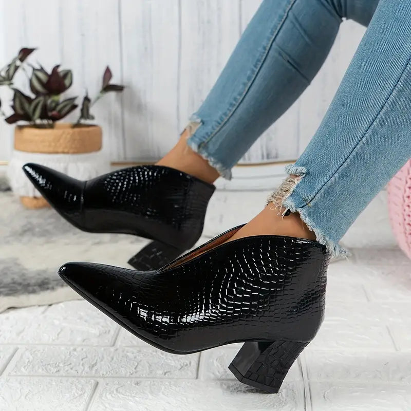 Isabella | Women's Stylish Reptile-Textured Ankle Boots