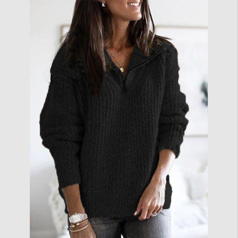 Melissa | Women’s Zip-Up Ribbed Sweater with Cozy Feel
