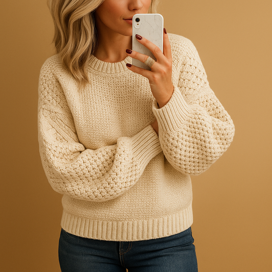 Carol | Women’s Winter Cozy Textured Knit Sweater