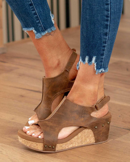 Nicole - Vegan Wedge Sandals