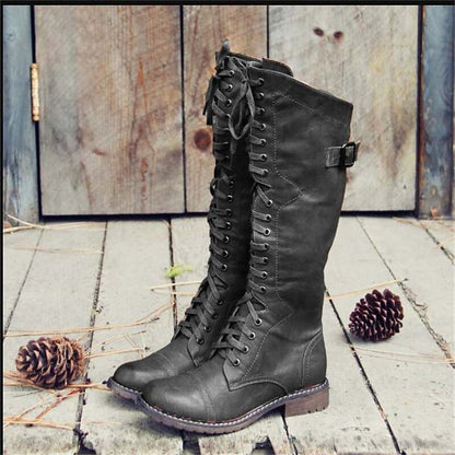 Lisa | Women Tall Lace Up Knee High Boots