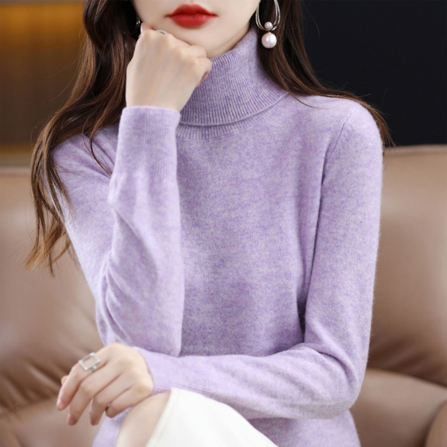 Rose | Women’s Winter Classic Turtleneck Knit Sweater
