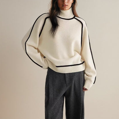Chloe | Women’s Winter Color Block Turtleneck Sweater