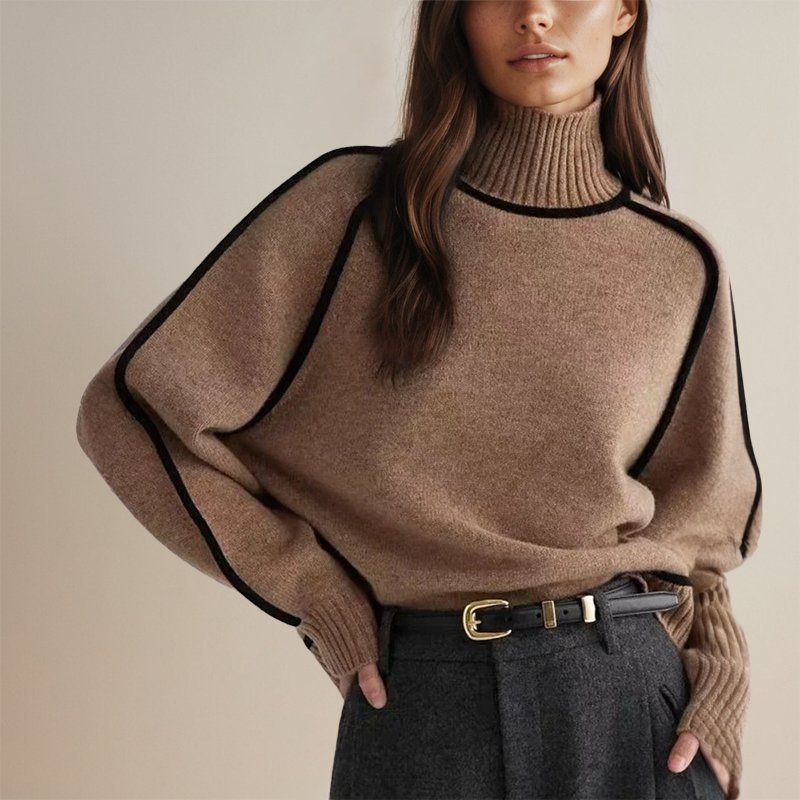 Chloe | Women’s Winter Color Block Turtleneck Sweater
