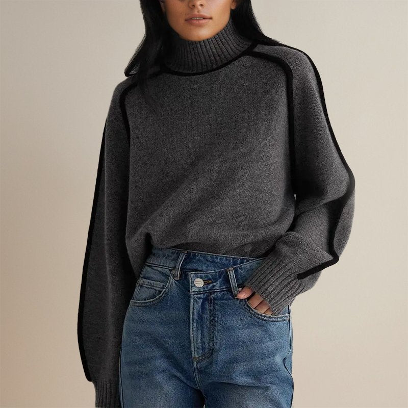 Chloe | Women’s Winter Color Block Turtleneck Sweater