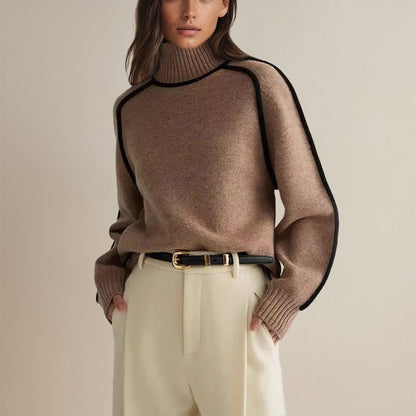 Chloe | Women’s Winter Color Block Turtleneck Sweater