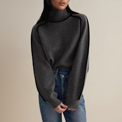 Chloe | Women’s Winter Color Block Turtleneck Sweater