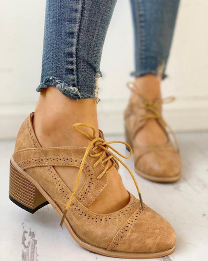 Bonnie | Women’s Heeled Lace-Up T-Strap Shoes