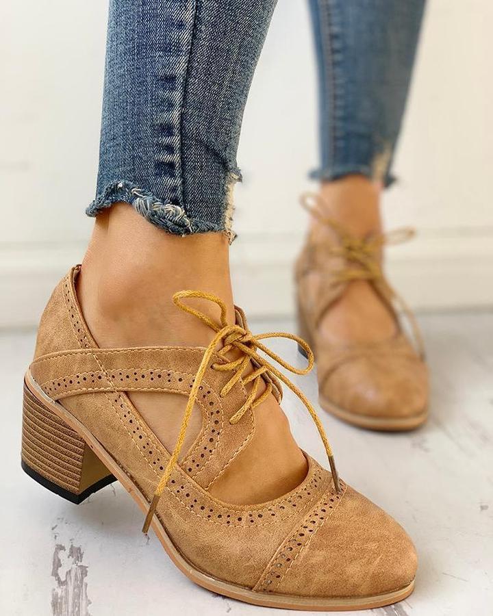Bonnie | Women’s Heeled Lace-Up T-Strap Shoes