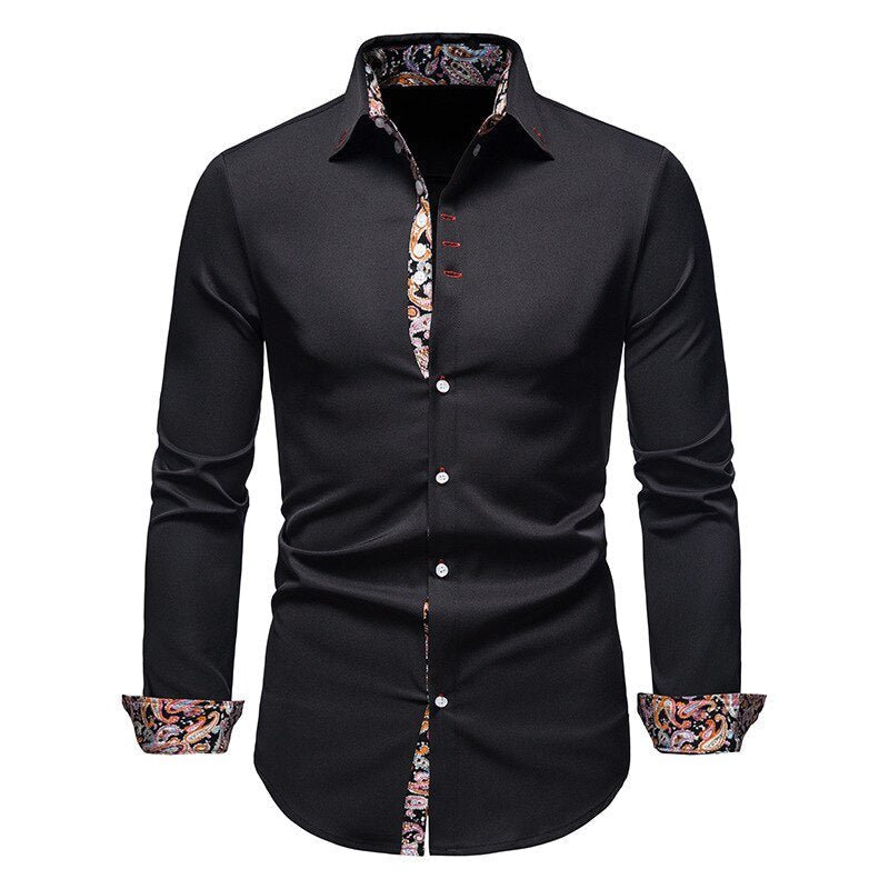 Paul | Men’s Stylish White Shirt with Floral Cuffs