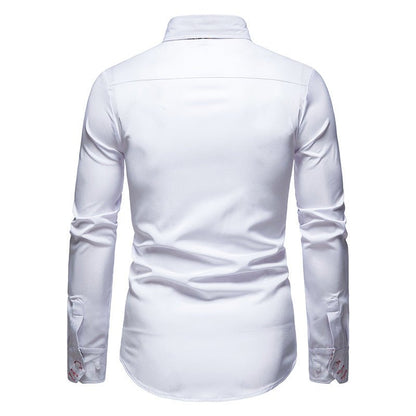 Paul | Men’s Stylish White Shirt with Floral Cuffs