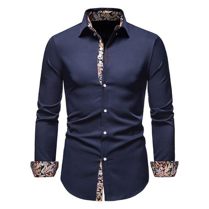 Paul | Men’s Stylish White Shirt with Floral Cuffs