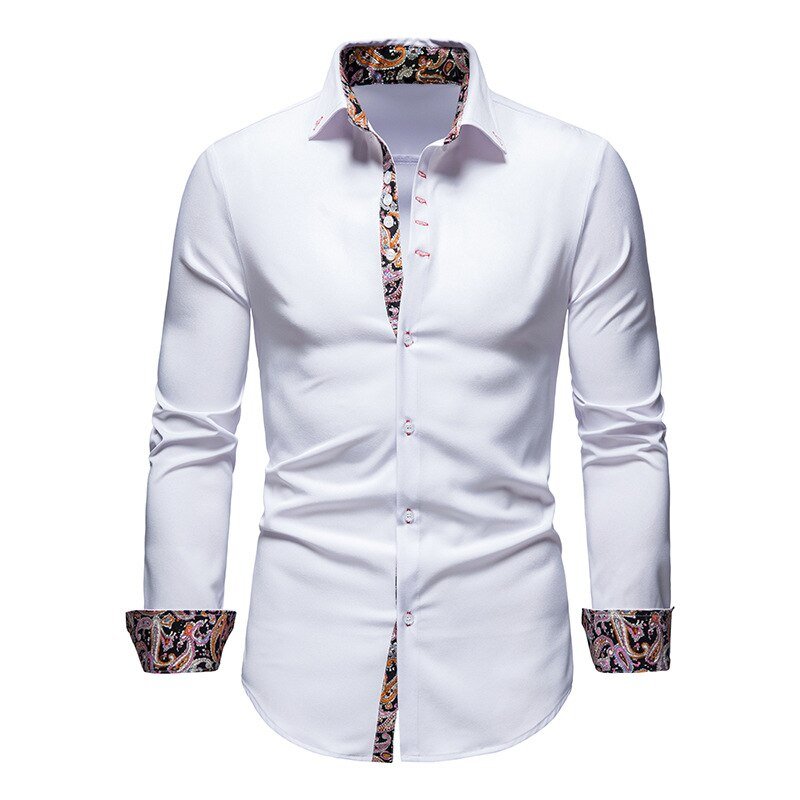 Paul | Men’s Stylish White Shirt with Floral Cuffs