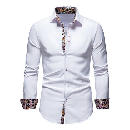 Paul | Men’s Stylish White Shirt with Floral Cuffs