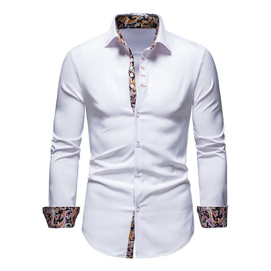 Paul | Men’s Stylish White Shirt with Floral Cuffs