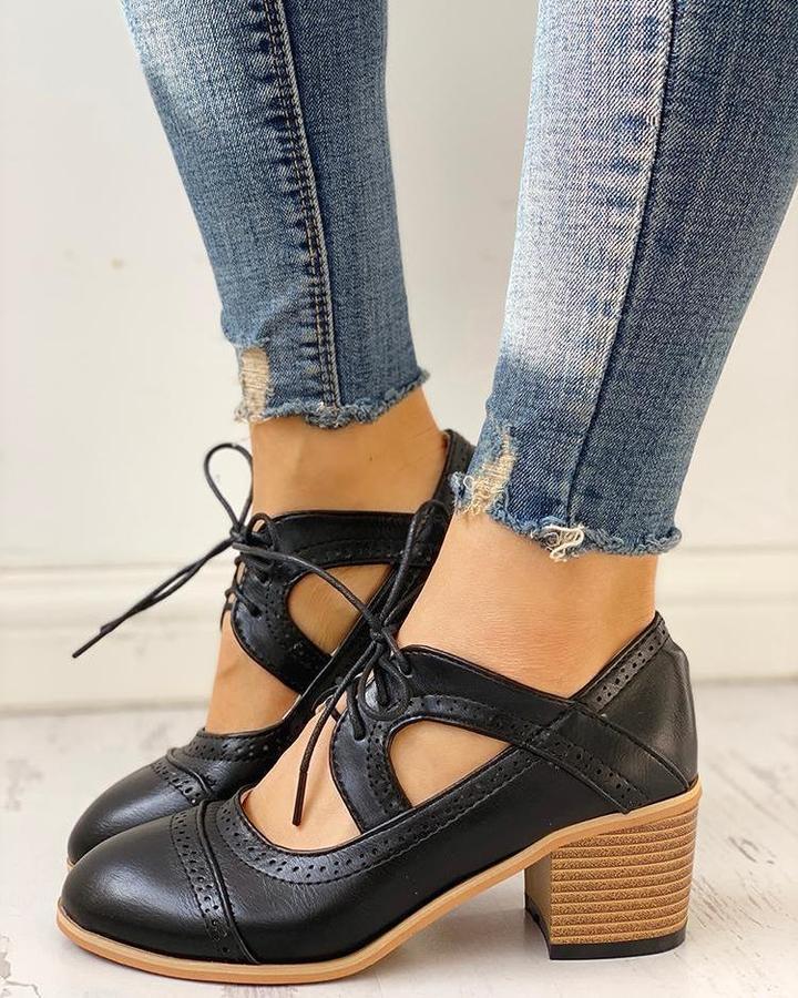 Bonnie | Women’s Heeled Lace-Up T-Strap Shoes