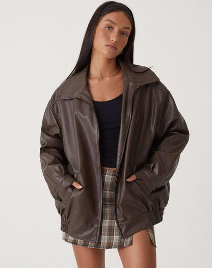 Karen | Women’s Oversized Leather Bomber Jacket